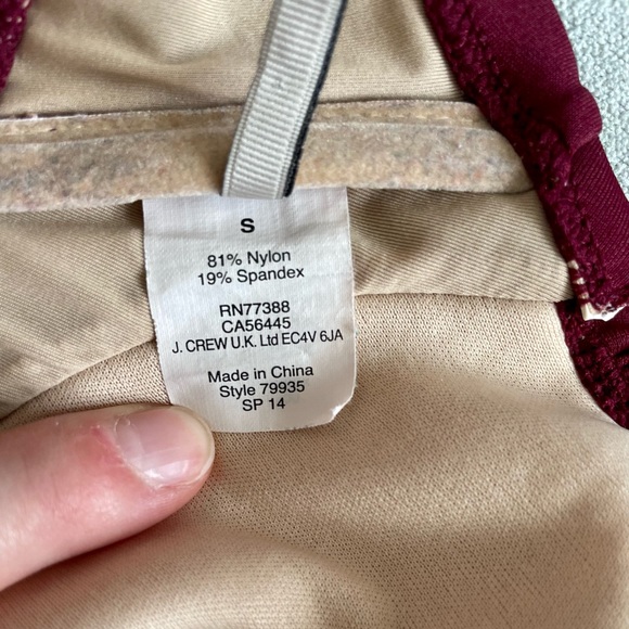 FINAL SALE $9 // J. CREW Burgundy Bikini Top No Underwire Push-Up - Picture 2 of 14
